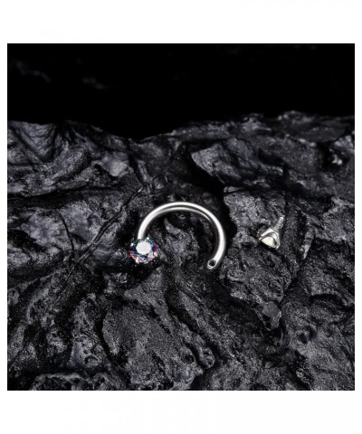 G23 Titanium 16G CZ Septum Rings,Horseshoe Daith Cartilage Tragus Piercing Jewelry Rainbow CZ,16G 6mm $11.01 Body Jewelry