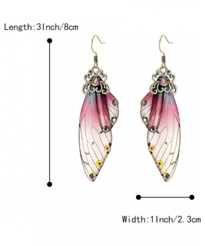 Butterfly Wing Hook Earrings Elegant Crystal Insect Dragonfly Drop Dangle Earrings for Women Girls Jewelry Purple Antiqued Go...