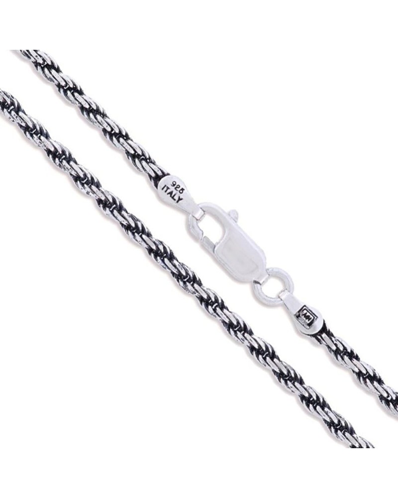 Sterling Silver Diamond-Cut Oxidized Rope Chain Solid 925 Italy Necklace 2.5mm Length 15 Inches $12.01 Necklaces