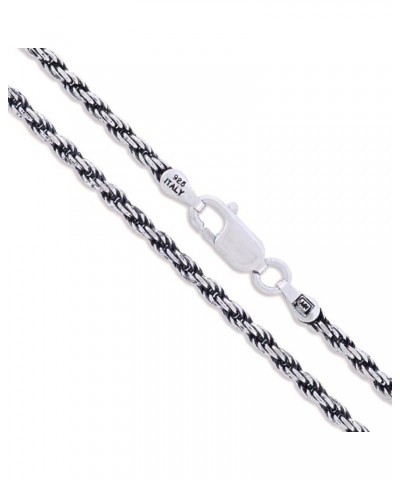 Sterling Silver Diamond-Cut Oxidized Rope Chain Solid 925 Italy Necklace 2.5mm Length 15 Inches $12.01 Necklaces