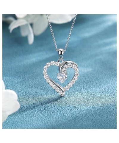 Heart jewelry Necklaces for Women 925 Sterling Silver Birthstone Necklace Mother's Day Birthday Gifts for Women Wife Mom A04-...