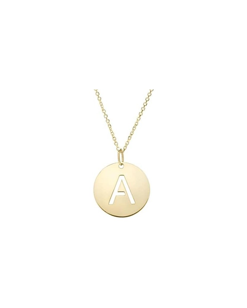 14k Solid Yellow Gold Disc Initial A Necklace with Lobster Claw Clasp, Letter A Pendant 15mm, 0.8mm Cable Chain (18") A $91.4...