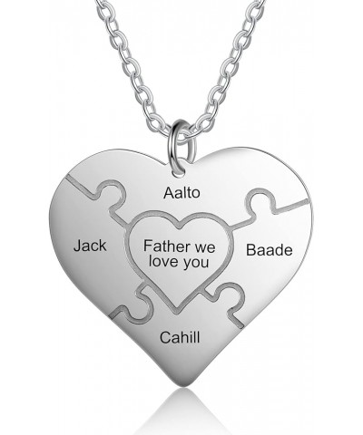 Personalized Heart Matching Necklace Puzzle Stitching with Engraving 1-12 Names Pendant Meaningful Gift for Best Friends Fami...