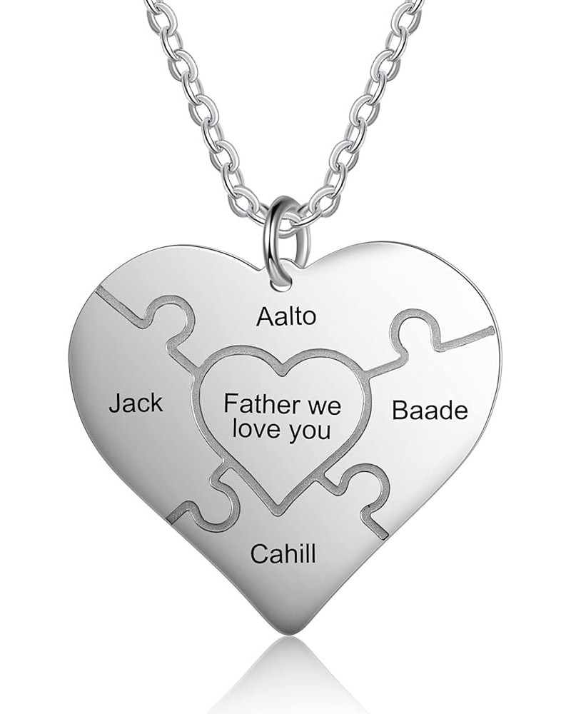 Personalized Heart Matching Necklace Puzzle Stitching with Engraving 1-12 Names Pendant Meaningful Gift for Best Friends Fami...