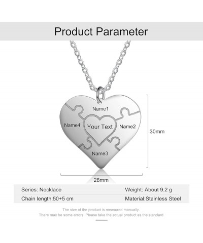 Personalized Heart Matching Necklace Puzzle Stitching with Engraving 1-12 Names Pendant Meaningful Gift for Best Friends Fami...