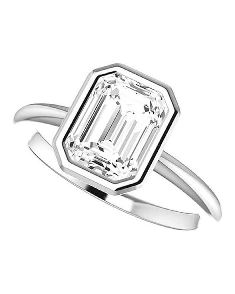 Handmade Moissanite Engagement Ring Emerald Cut Bezel Set 4 CT Wedding Bridal Gifts Her Anniversary Promise Ring for Women 92...