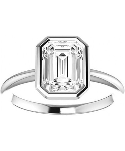 Handmade Moissanite Engagement Ring Emerald Cut Bezel Set 4 CT Wedding Bridal Gifts Her Anniversary Promise Ring for Women 92...