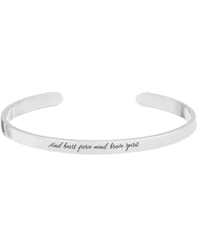 Inspirational Cuff Bracelet for Mom Daughter Sisters and Friends Engraved Mantra Kind heart fierce mind brave spirit $12.70 B...