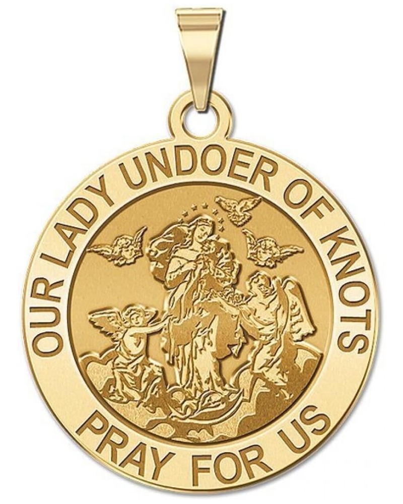 Our Lady Undoer of Knots Religious Medal, Available in 2/3 Inch, 3/4 Inch, or 1 Inch, Sterling Silver, 14K Yellow Gold, 14K W...