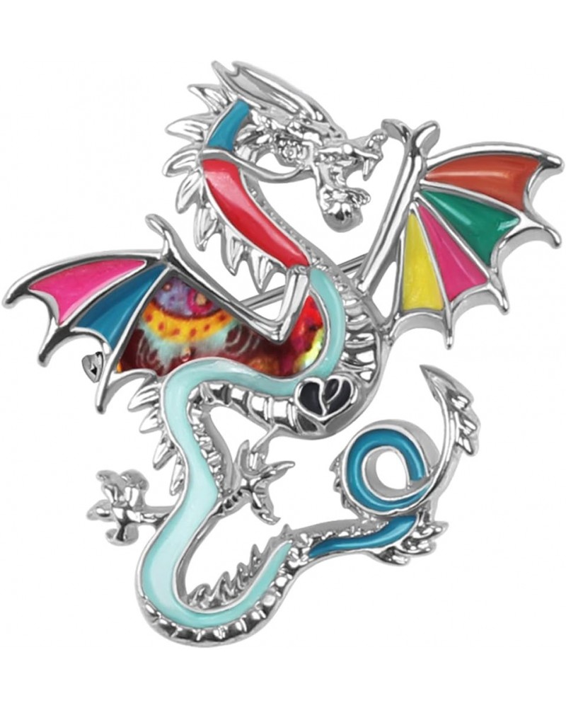 Enamel Funny Dragon Brooch Pins Zinc Alloy Fashion Jewelry Dinosaur Brooches for Women Girls Gifts Scarf Lapel Pin Charms Mul...