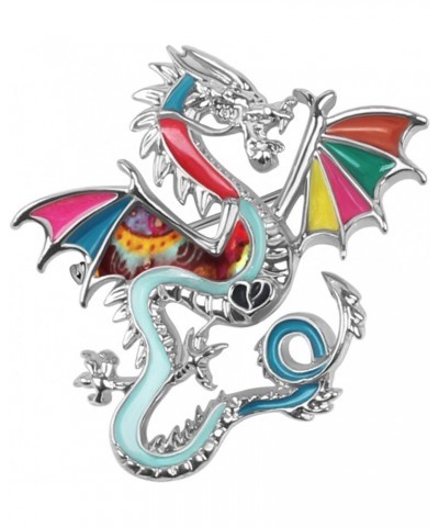 Enamel Funny Dragon Brooch Pins Zinc Alloy Fashion Jewelry Dinosaur Brooches for Women Girls Gifts Scarf Lapel Pin Charms Mul...