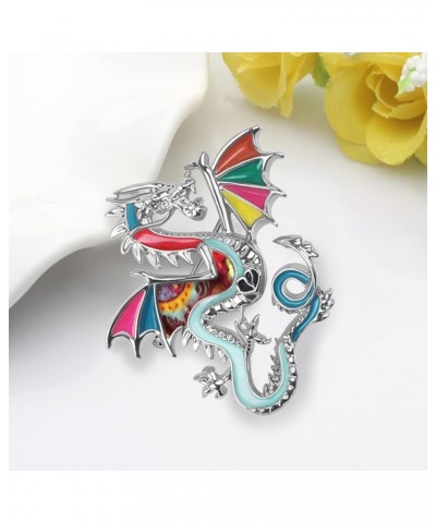 Enamel Funny Dragon Brooch Pins Zinc Alloy Fashion Jewelry Dinosaur Brooches for Women Girls Gifts Scarf Lapel Pin Charms Mul...