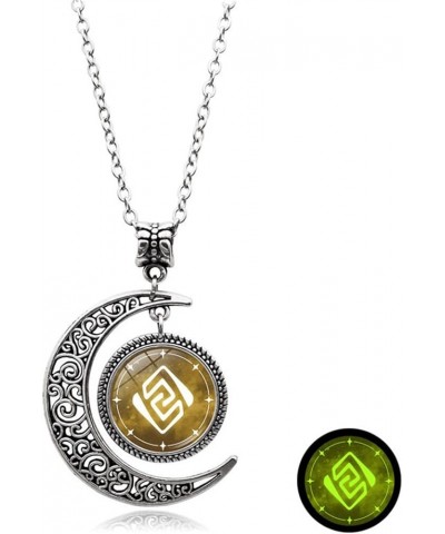 Genshin Impact Moon Pendant Adjustable Hand Woven Leather Necklace Christmas and Birthday Gift Necklace Luminous 3 $6.88 Neck...