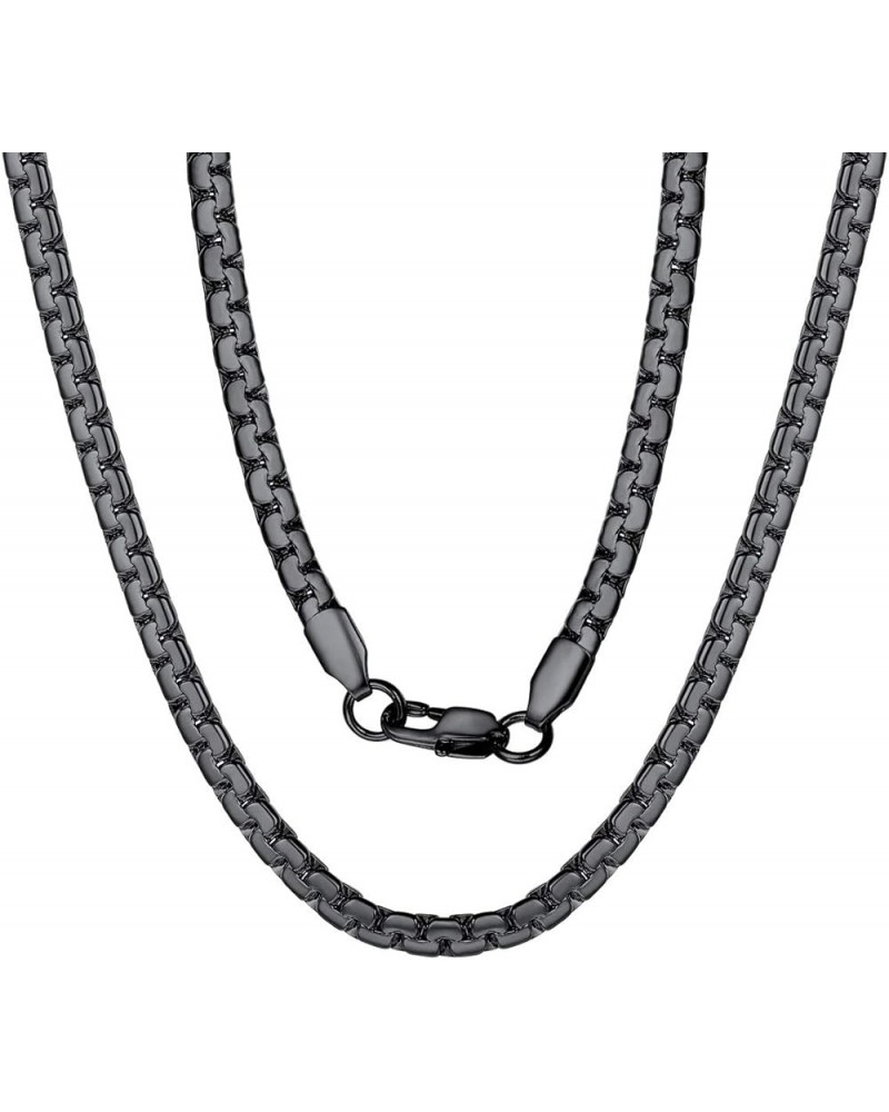 4/6mm Box Chain Necklace,14/18/22/24/26/28/30inch, 316L Stainless Steel/Gold Plated/Black -Send Gift Box 02--4mm-black $10.72...