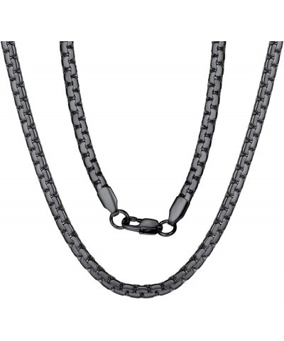 4/6mm Box Chain Necklace,14/18/22/24/26/28/30inch, 316L Stainless Steel/Gold Plated/Black -Send Gift Box 02--4mm-black $10.72...