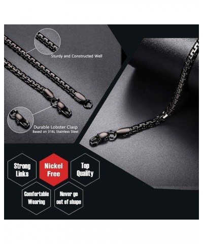 4/6mm Box Chain Necklace,14/18/22/24/26/28/30inch, 316L Stainless Steel/Gold Plated/Black -Send Gift Box 02--4mm-black $10.72...