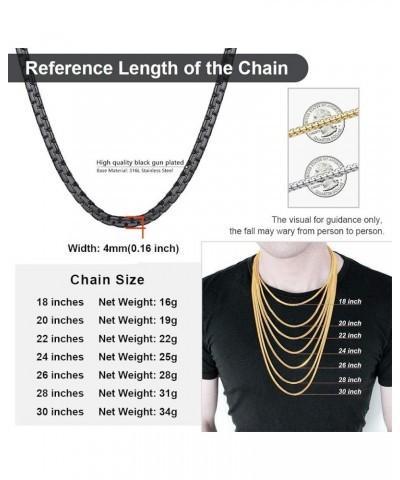 4/6mm Box Chain Necklace,14/18/22/24/26/28/30inch, 316L Stainless Steel/Gold Plated/Black -Send Gift Box 02--4mm-black $10.72...