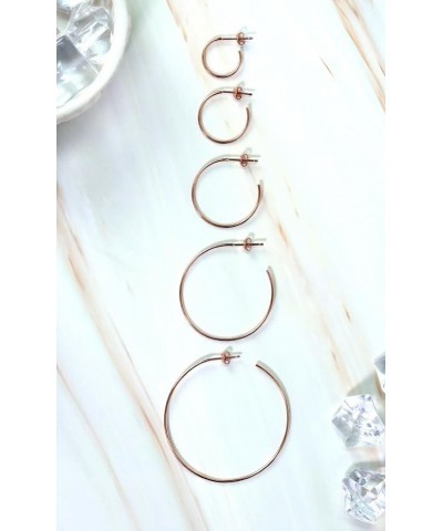 925 Sterling Silver Open 1.5mm Thin Polished Round C-Hoop Earrings | Silver, Yellow, Rose Gold Flashed Sterling Silver 15mm 2...