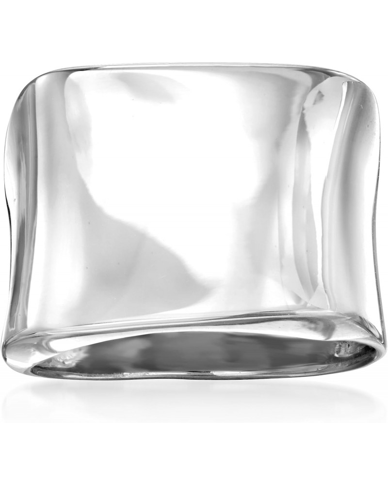 Italian Sterling Silver Asymmetrical Square-Top Ring $50.76 Rings