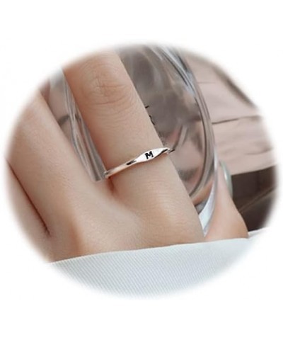 Initial Ring for Women Girls Cute Adjustable Alphabet Ring Stackable Silver Capital Letter Ring for Teen Girls M $6.75 Rings