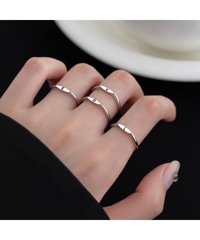 Initial Ring for Women Girls Cute Adjustable Alphabet Ring Stackable Silver Capital Letter Ring for Teen Girls M $6.75 Rings