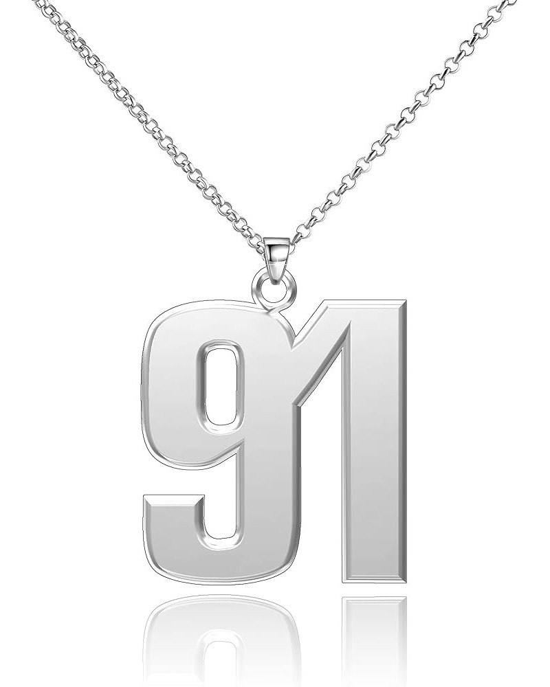 925 Sterling Silver Number Pendant Necklace 0-99 Charms Number Necklace Silver 91 $18.47 Necklaces