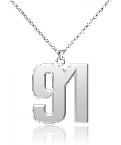 925 Sterling Silver Number Pendant Necklace 0-99 Charms Number Necklace Silver 91 $18.47 Necklaces