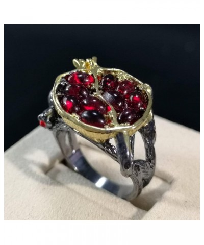 Vintage CZ Statement Red Garnet Rings for Women Gifts Pomegranate Jewelry Anniversary Ring 925 Silver Gemstones Ring for Anni...