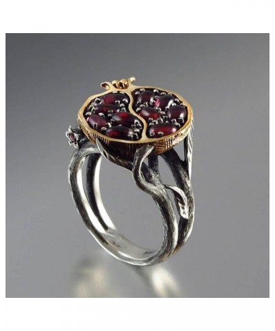 Vintage CZ Statement Red Garnet Rings for Women Gifts Pomegranate Jewelry Anniversary Ring 925 Silver Gemstones Ring for Anni...