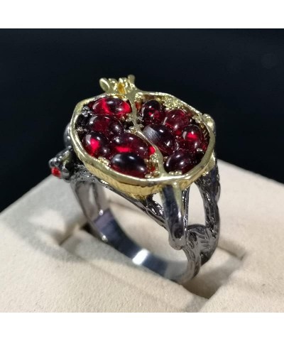 Vintage CZ Statement Red Garnet Rings for Women Gifts Pomegranate Jewelry Anniversary Ring 925 Silver Gemstones Ring for Anni...