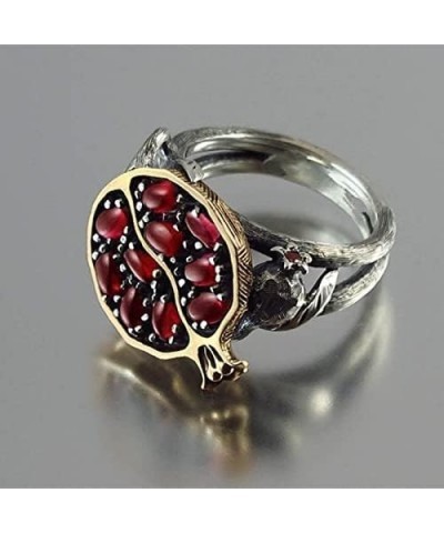 Vintage CZ Statement Red Garnet Rings for Women Gifts Pomegranate Jewelry Anniversary Ring 925 Silver Gemstones Ring for Anni...