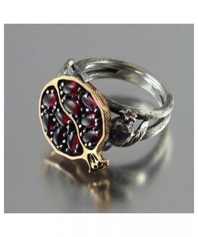 Vintage CZ Statement Red Garnet Rings for Women Gifts Pomegranate Jewelry Anniversary Ring 925 Silver Gemstones Ring for Anni...