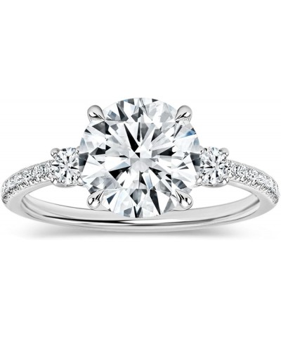 Round Lab Grown White Diamond Classic Three Stone Engagement Ring for Women in 925 Sterling Silver 5.5 2.00 Carat $93.06 Rings