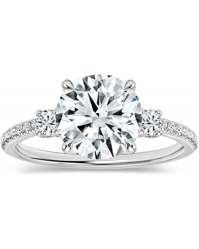 Round Lab Grown White Diamond Classic Three Stone Engagement Ring for Women in 925 Sterling Silver 5.5 2.00 Carat $93.06 Rings