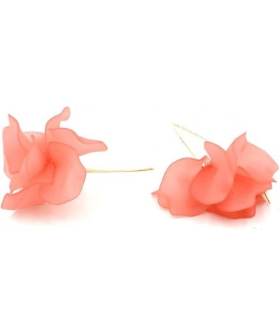 Flower Hoop Statement Earrings Oversized Boho Floral Petal Drop Earrings for Women N01 Pink $6.35 Earrings