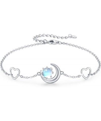 Moon Bracelet for Women 925 Sterling Silver Moon Phase Bracelet Moonstone Adjustable Bracelet Hypoallergenic Jewelry Gift for...