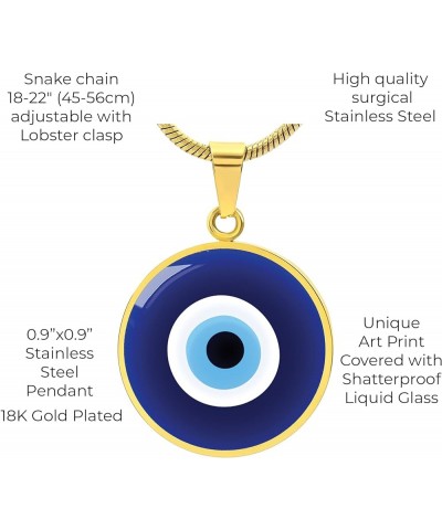 Hilis Evil Eye Necklace For Women or Men Protection, Spiritual Jewelry, Personalized Engraved Pendant Charm Gold or Silver D0...