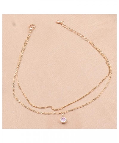 Gold Anklet for Women, 14K Gold Cuban Link Anklet Chains with Birthstone Charm, Cute Dainty Layering Anklets Chain Adjustable...