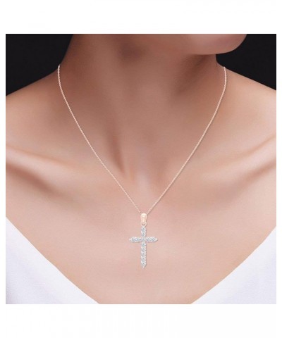 1 1/10 Carat Round Cut Lab Created Moissanite Diamond Cross Pendant Necklace In 14K Gold Over Sterling Silver Jewelry For Wom...