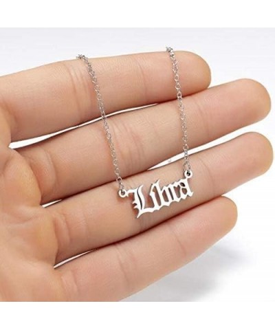 Stainless Steel Gold Plated 12 Zodiac, Horoscope, Old English, Nameplate Pendant Necklace Libra (Gold) $10.12 Necklaces