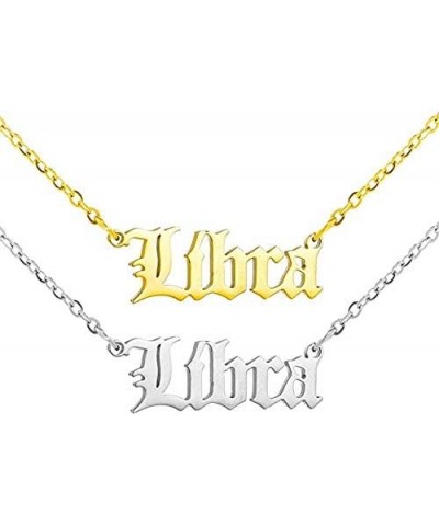 Stainless Steel Gold Plated 12 Zodiac, Horoscope, Old English, Nameplate Pendant Necklace Libra (Gold) $10.12 Necklaces