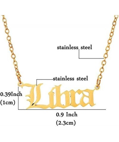 Stainless Steel Gold Plated 12 Zodiac, Horoscope, Old English, Nameplate Pendant Necklace Libra (Gold) $10.12 Necklaces