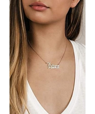 Stainless Steel Gold Plated 12 Zodiac, Horoscope, Old English, Nameplate Pendant Necklace Libra (Gold) $10.12 Necklaces