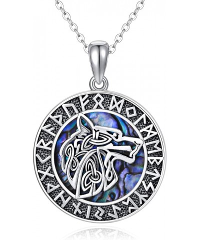 Viking Wolf Necklace 925 Sterling Silver Wolf Pendant Medallion Viking Necklace for Men Rune Amulet Talisman Jewelry Gifts fo...