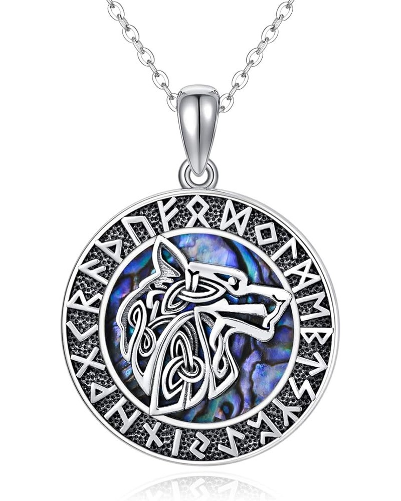 Viking Wolf Necklace 925 Sterling Silver Wolf Pendant Medallion Viking Necklace for Men Rune Amulet Talisman Jewelry Gifts fo...