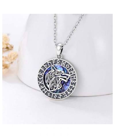 Viking Wolf Necklace 925 Sterling Silver Wolf Pendant Medallion Viking Necklace for Men Rune Amulet Talisman Jewelry Gifts fo...