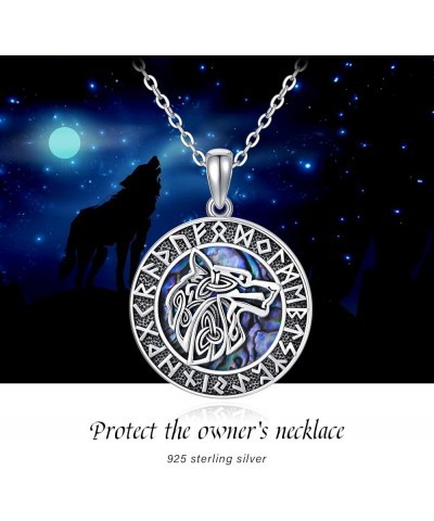 Viking Wolf Necklace 925 Sterling Silver Wolf Pendant Medallion Viking Necklace for Men Rune Amulet Talisman Jewelry Gifts fo...