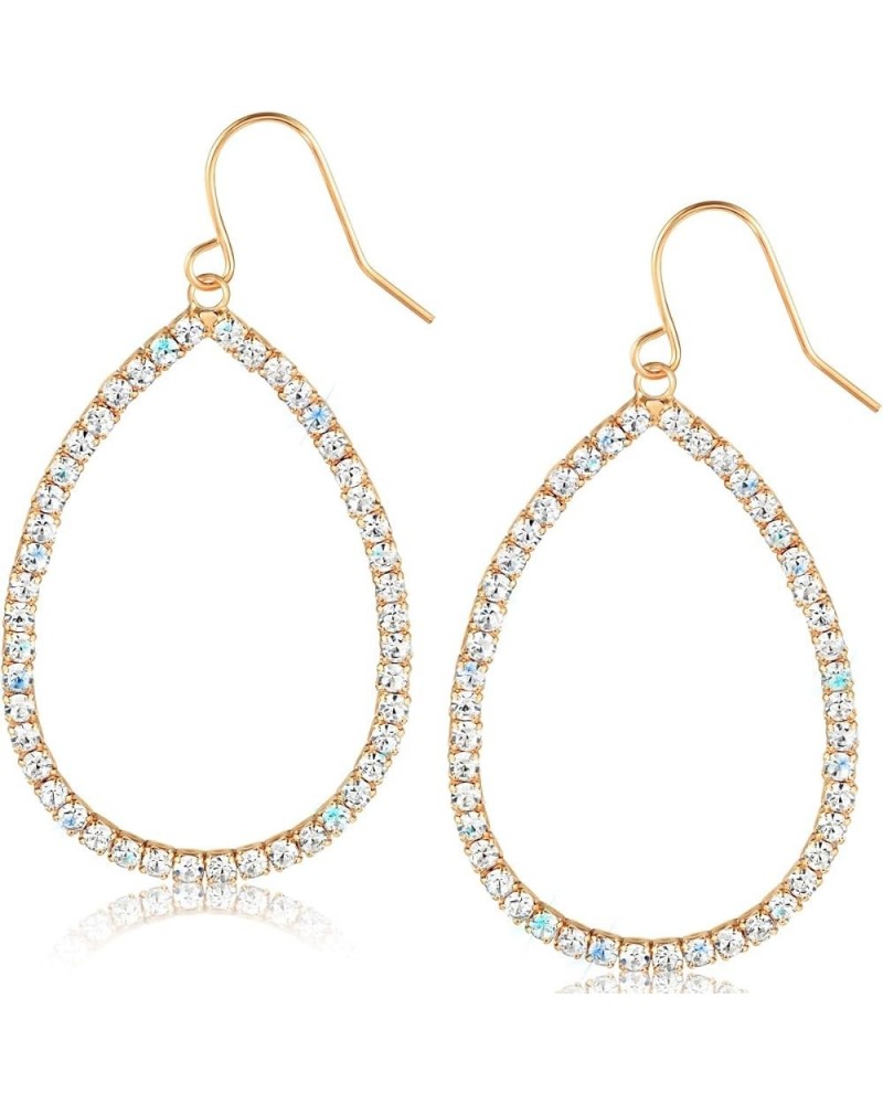 Simulated Diamond Teardrop Dangle Earrings For Women - Gold or Silver Tone with Cubic Zirconia - Hypoallergenic and Safe for ...