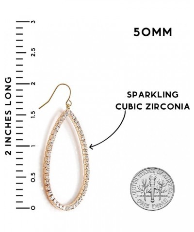 Simulated Diamond Teardrop Dangle Earrings For Women - Gold or Silver Tone with Cubic Zirconia - Hypoallergenic and Safe for ...