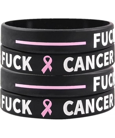 Fuck Cancer Bracelet Cancer Wareness Wristbands Pink Ribbon Silicone Bracelets for Men Women Breast Cancer Awareness Support ...